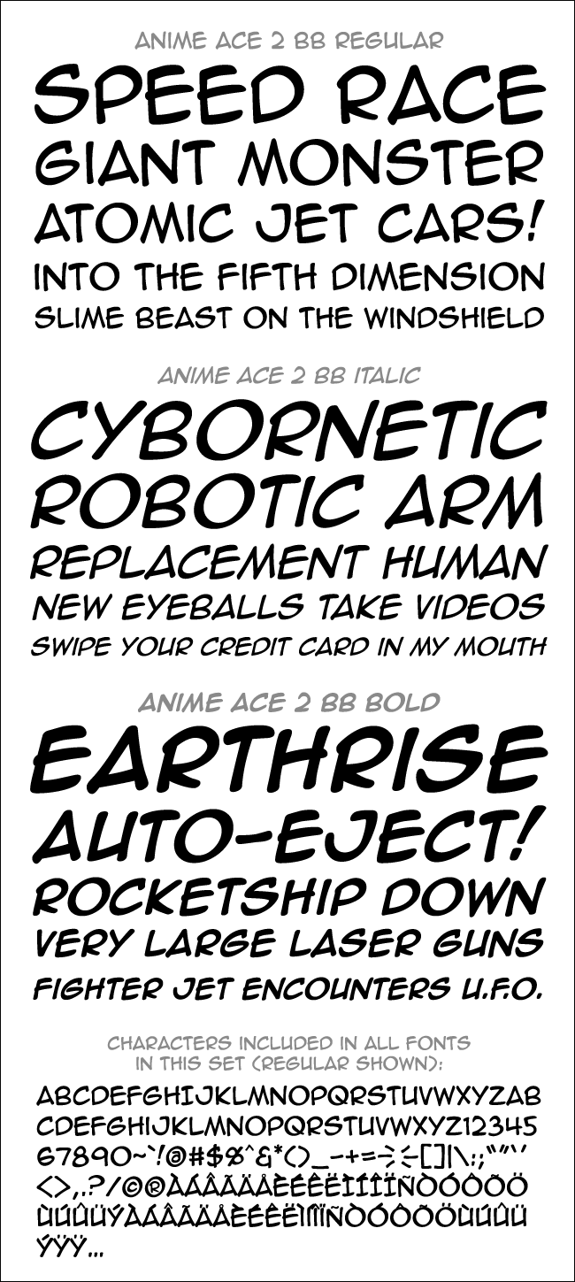 Anime Ace 2 Blambot Comic Fonts & Lettering